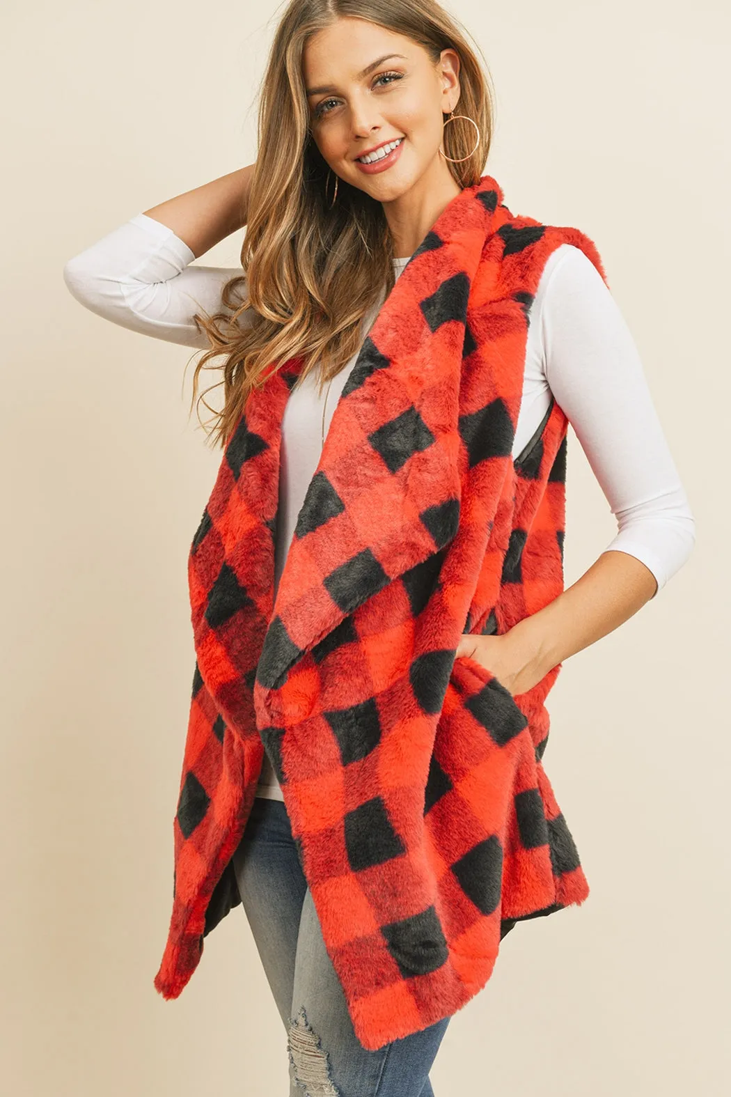 BUFFALO PLAID POCKET VEST (NOW $10.75 ONLY!)