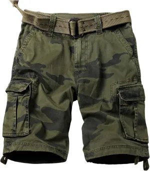 Camo Cargo Shorts for Men Cotton Casual Wild Outdoor Work Relaxed Fit Shorts with Multi-Pockets
