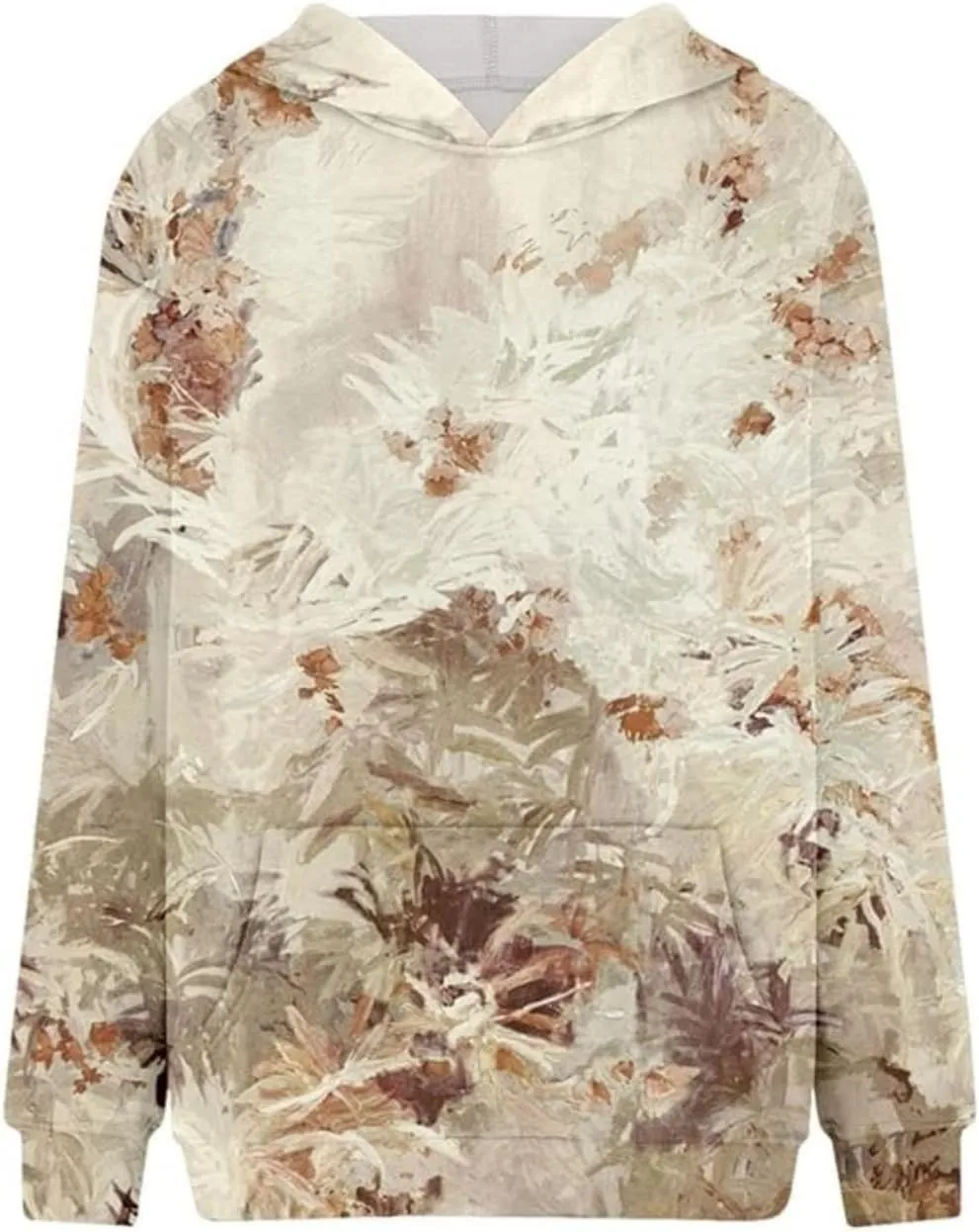 Camo Hoodie Womens Maple Leaf Print Oversized Hooded Sweatshirt Fleece Sweatshirts Casual Long Sleeve Pullover 2024
