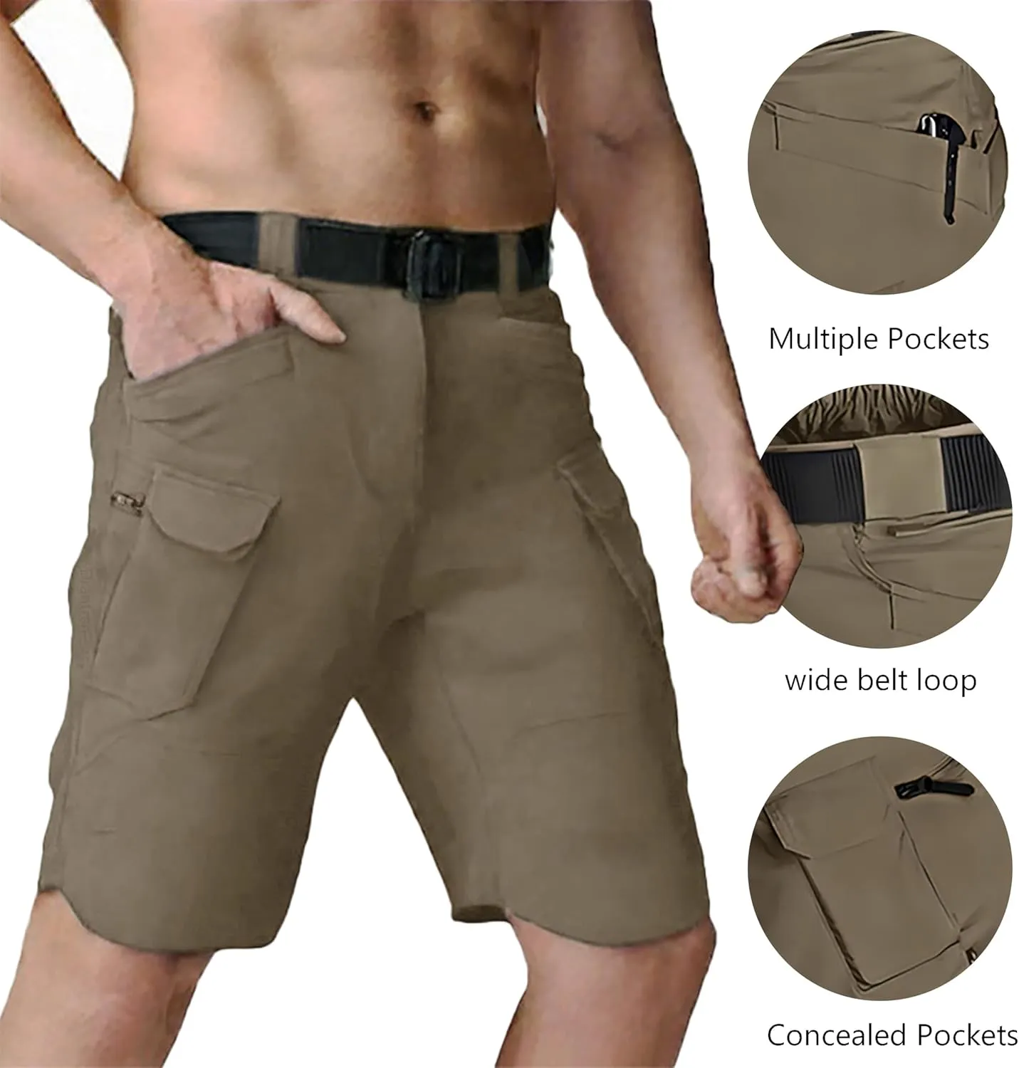 Cargo Shorts for Man Waterproof Stretch Multi Pockets Quick-Dry Outdoor Camping Running Athletic Men's Shorts