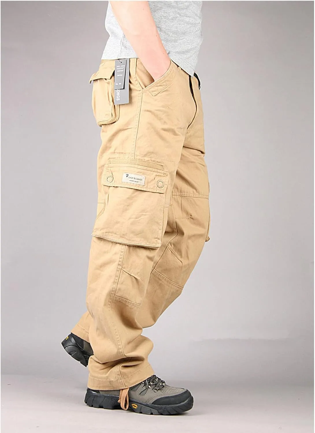 Cargo Sweatpants for Men 2023 Casual Solid Cotton Multi Pockets Sweatpants Outdoor Fashion Work Tooling Trousers
