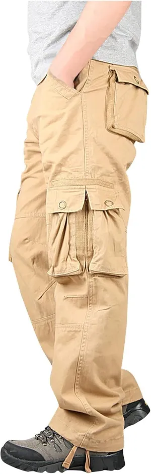 Cargo Sweatpants for Men 2023 Casual Solid Cotton Multi Pockets Sweatpants Outdoor Fashion Work Tooling Trousers