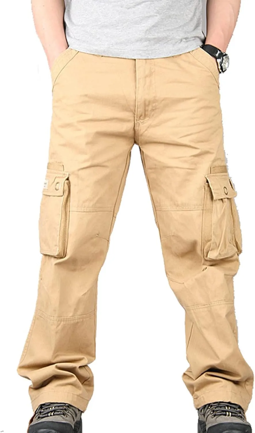 Cargo Sweatpants for Men 2023 Casual Solid Cotton Multi Pockets Sweatpants Outdoor Fashion Work Tooling Trousers