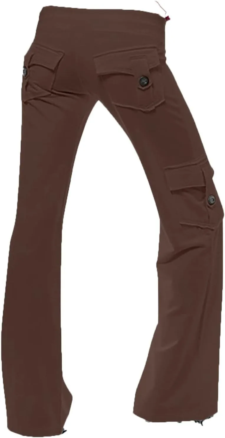 Cargo Yoga Pants for Women Straight Leg Pants with Pockets Bootcut Wide Leg Pants Lightweight Pajama Bottoms Sleepwear