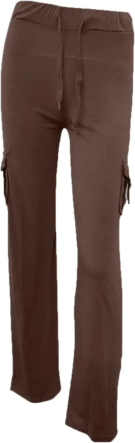 Cargo Yoga Pants for Women Straight Leg Pants with Pockets Bootcut Wide Leg Pants Lightweight Pajama Bottoms Sleepwear