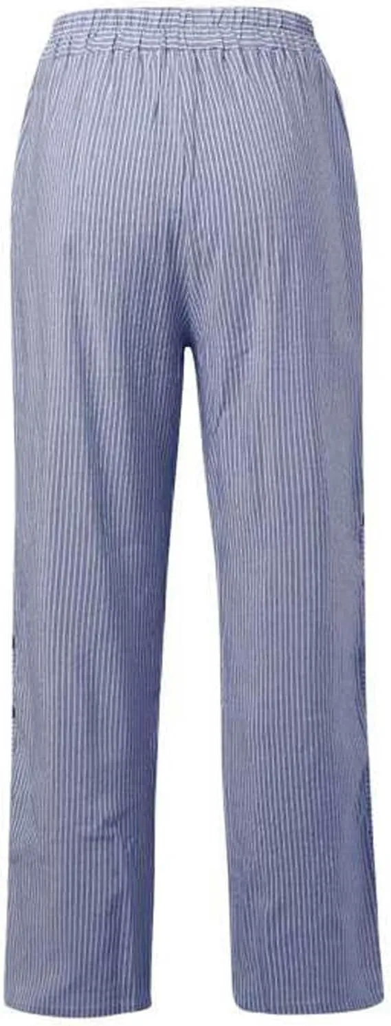 Casual Pants for Women Summer Trendy Striped Side Button Up Elastic Waist Straight Leg Trousers with Pockets