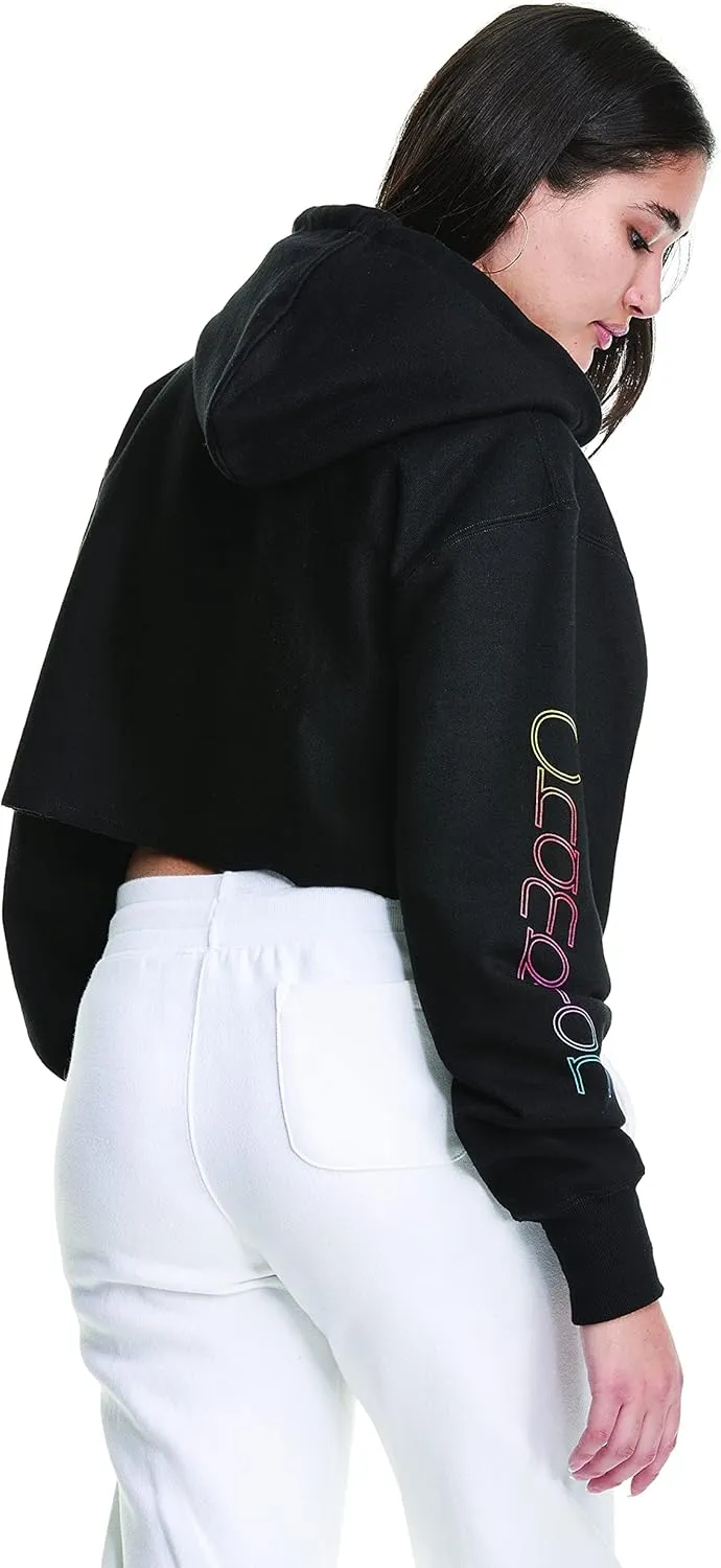 Champion Women's Reverse Weave Cropped Cut-Off Hoodie, Left Chest C