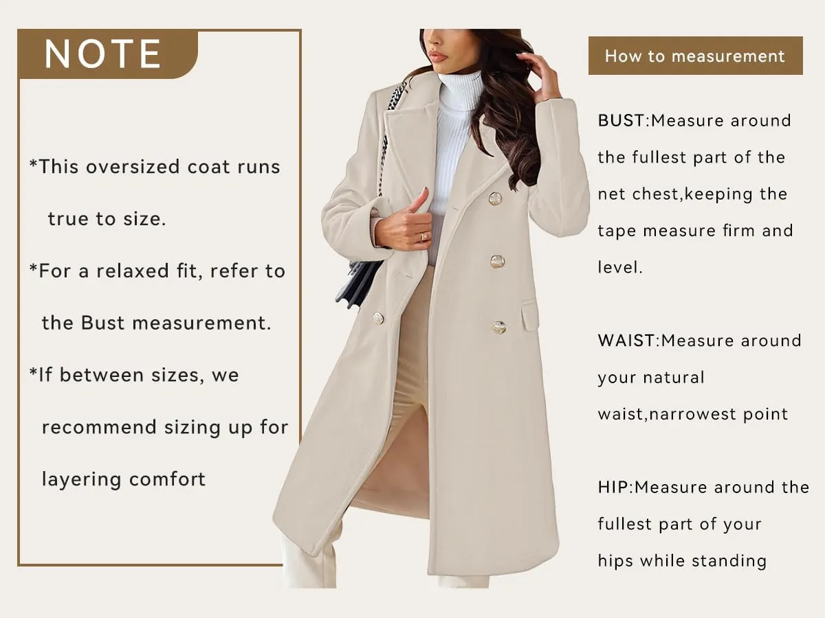CHARTOU Women's Winter Jacket Double-Breasted Wool Blend Warm Long Trench Coat