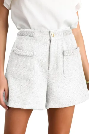 Cicy Bell Womens Tweed Summer Shorts High Waisted Wide Leg Dressy Casual Shorts with Front Pockets