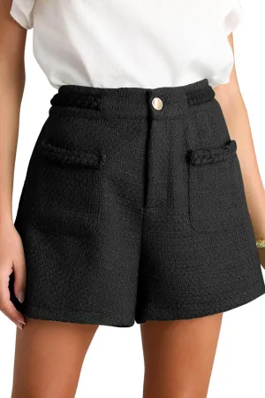 Cicy Bell Womens Tweed Summer Shorts High Waisted Wide Leg Dressy Casual Shorts with Front Pockets
