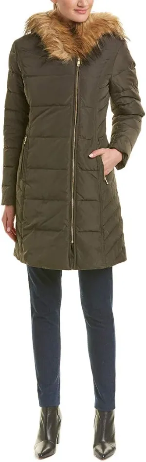Cole Haan Women's Taffeta Quilted Down Coat with Hood