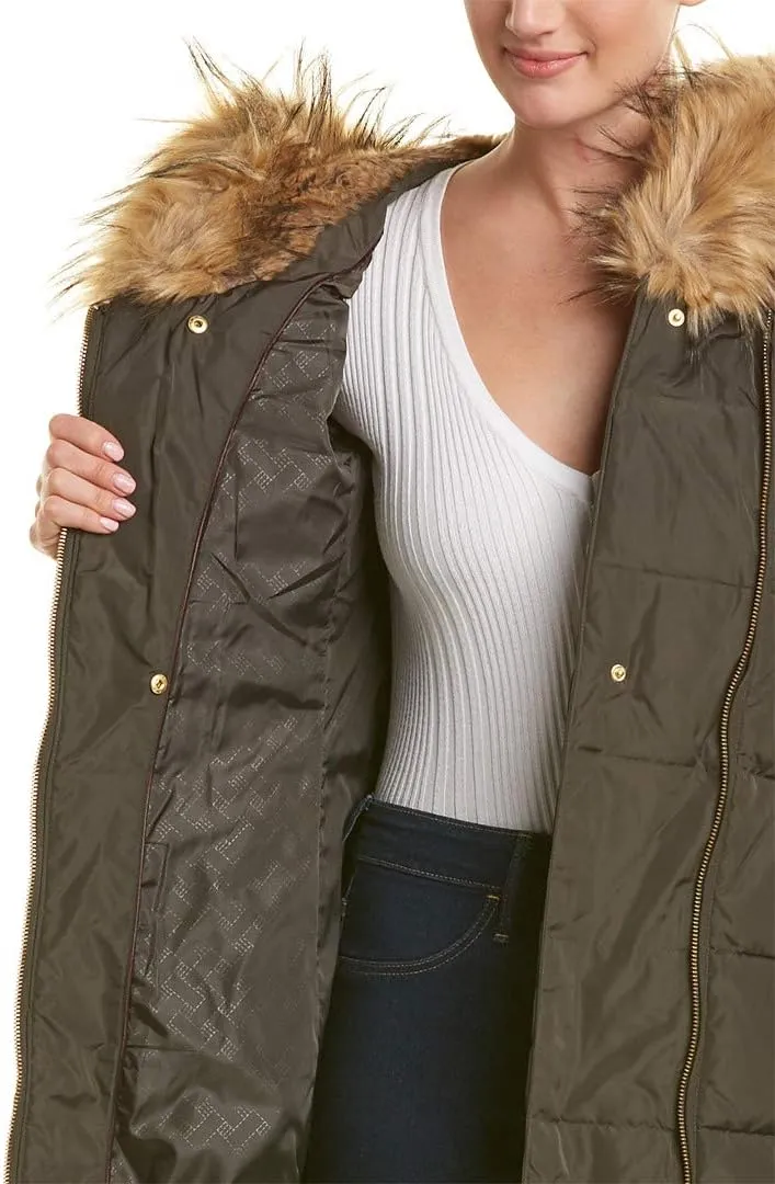 Cole Haan Women's Taffeta Quilted Down Coat with Hood