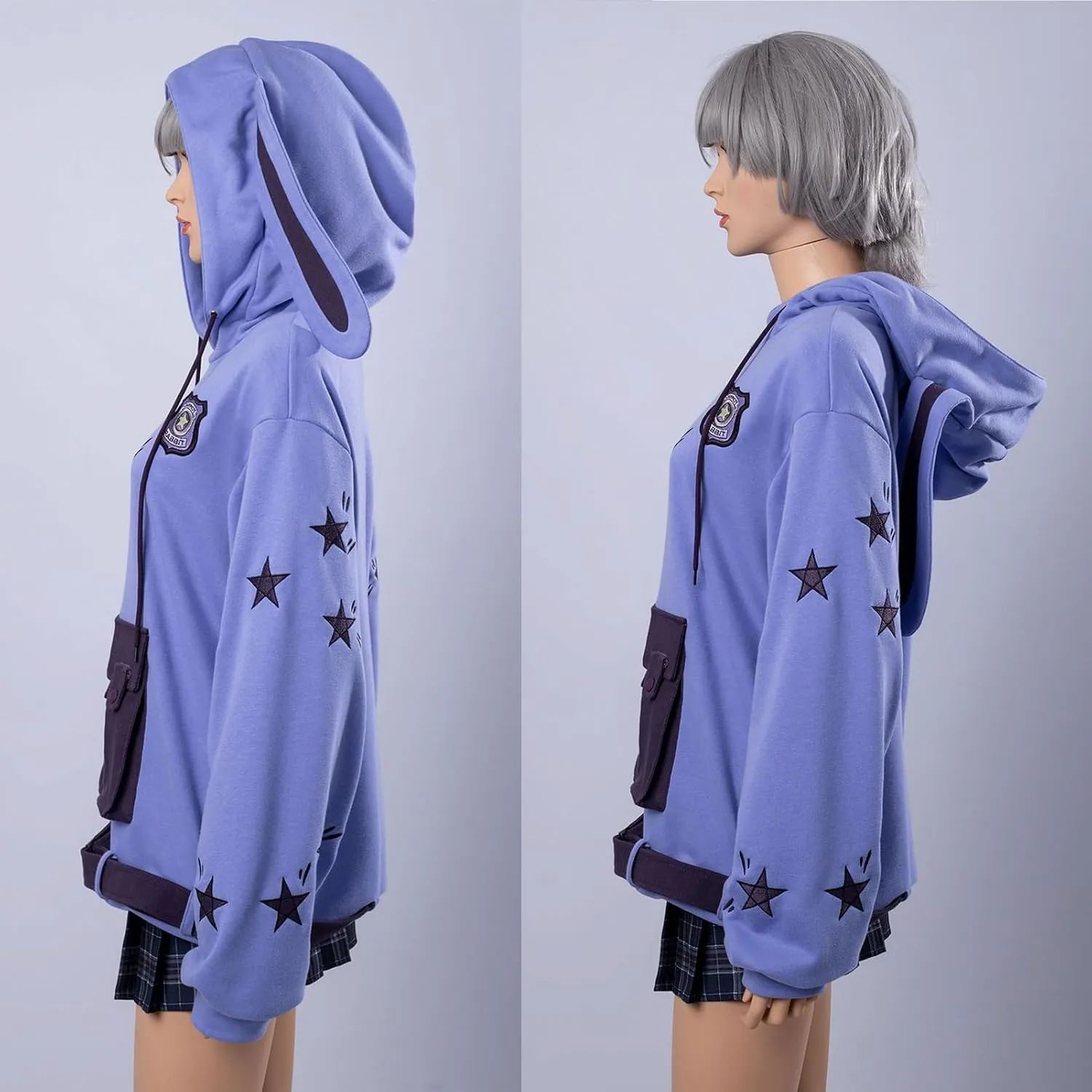 Cosfun Women's Bunny Ear Hoodie - Purple Rabbit Ear Hoody Loose Pullover Sweatshirt
