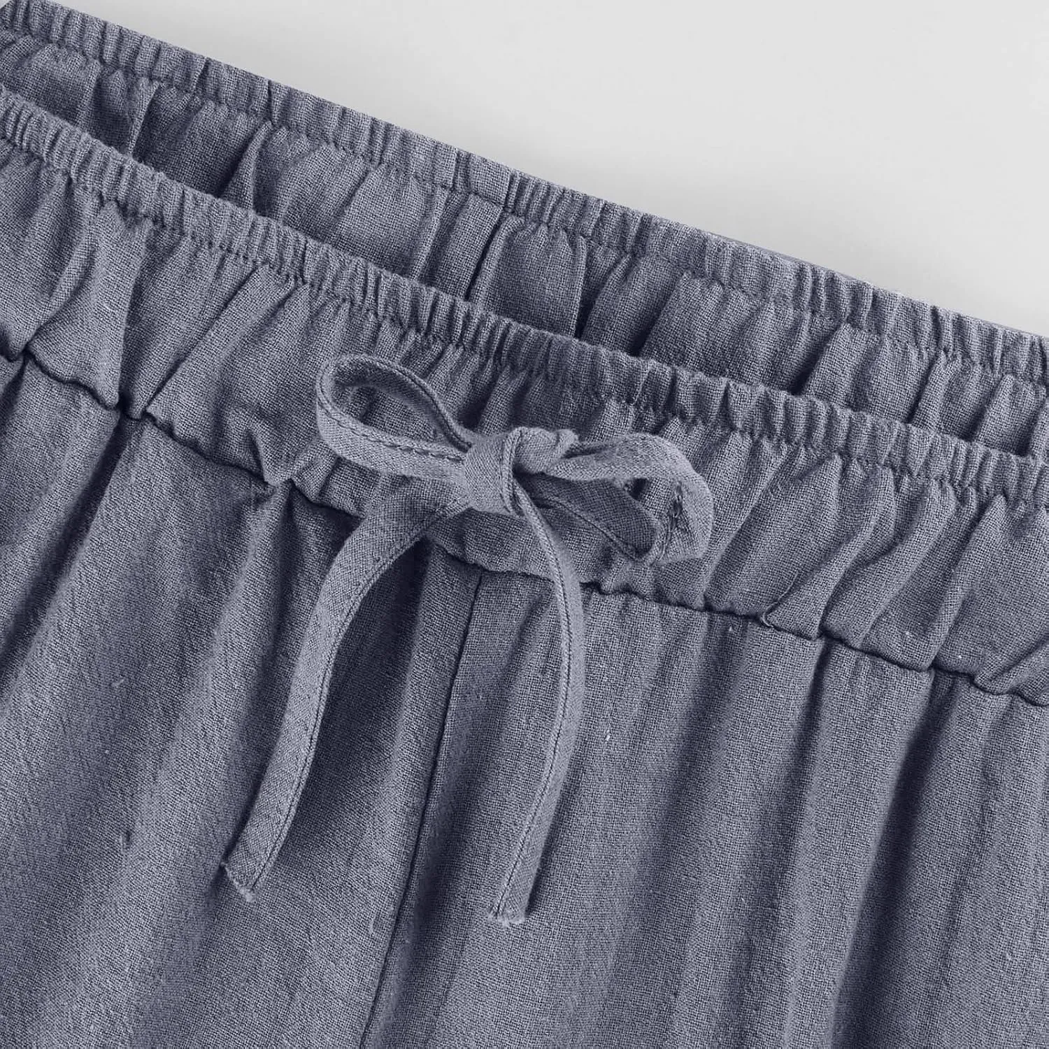 Cotton Linen Palazzo Pants for Women Casual Summer Boho Pants Lightweight High Waisted Wide Leg Pants with Pockets