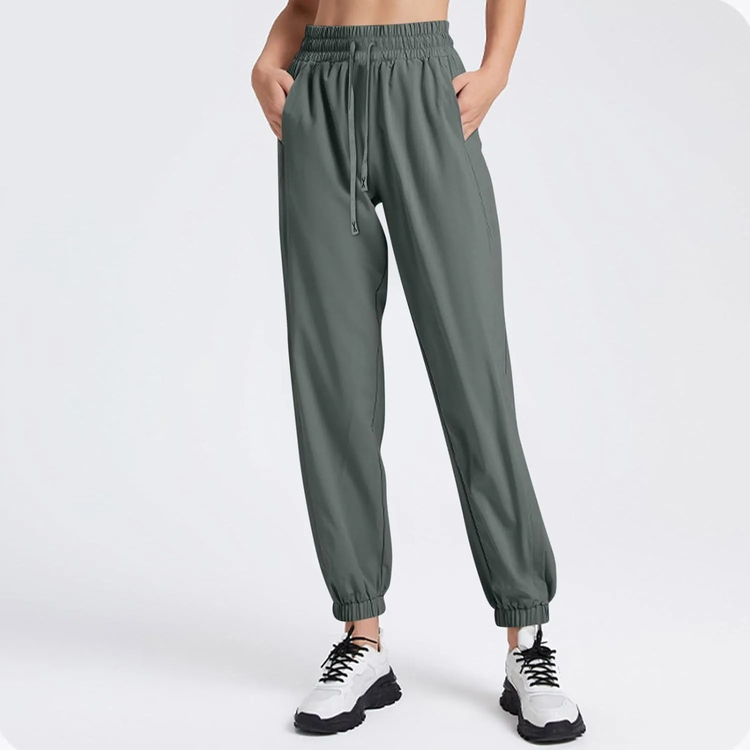Cotton Linen Womens Sweatpants,Women's Pants Wide Leg Flowy Trousers with Pockets High Waisted Business Casual