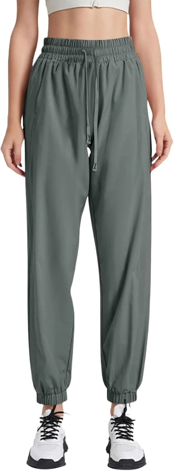 Cotton Linen Womens Sweatpants,Women's Pants Wide Leg Flowy Trousers with Pockets High Waisted Business Casual