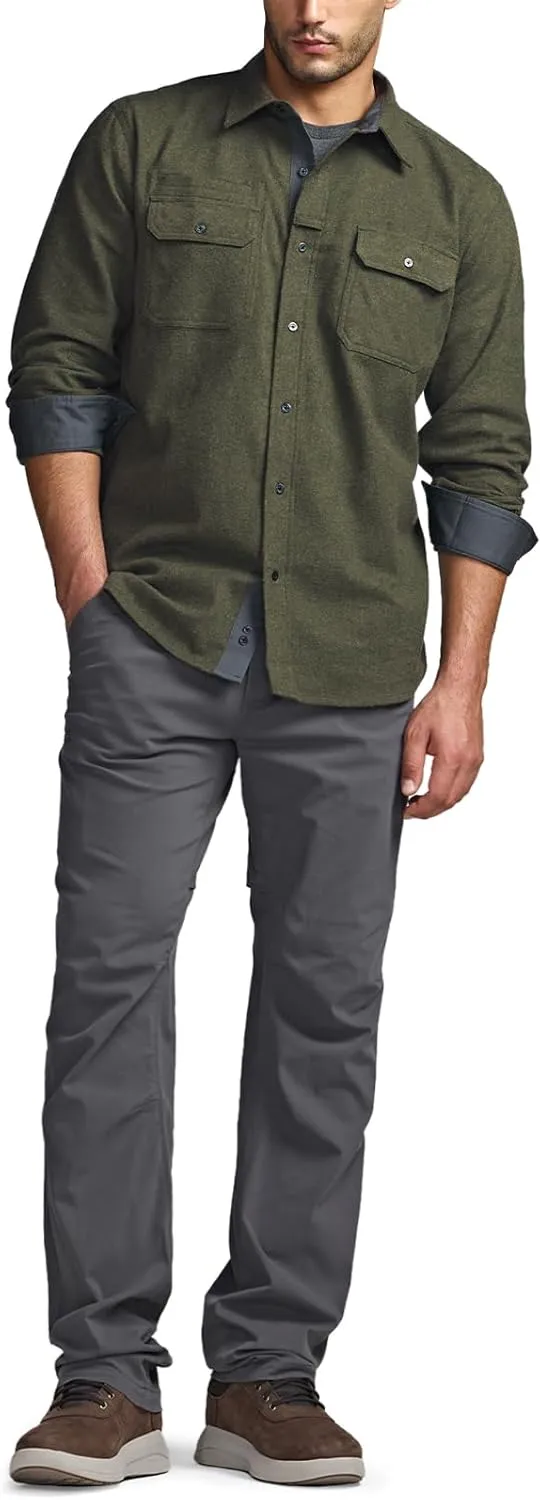 CQR Men's All Cotton Flannel Shirt, Long Sleeve Casual Button Down Plaid Shirt, Brushed Soft Outdoor Tactical Work Shirts