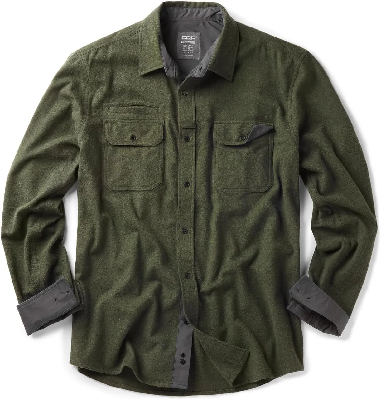 CQR Men's All Cotton Flannel Shirt, Long Sleeve Casual Button Down Plaid Shirt, Brushed Soft Outdoor Tactical Work Shirts