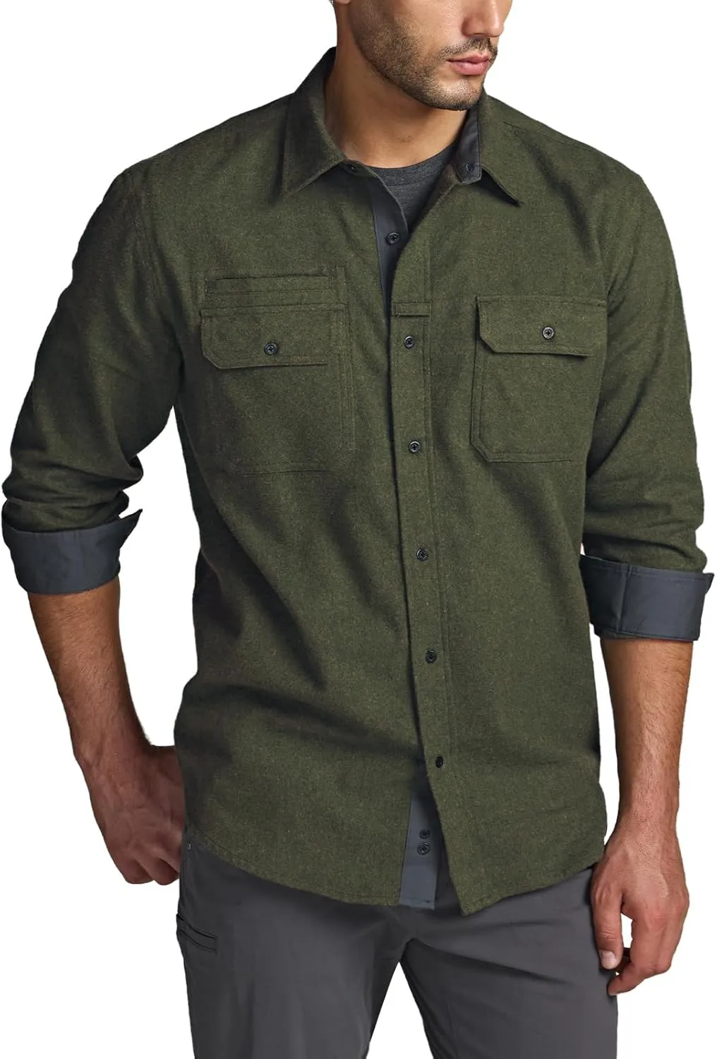 CQR Men's All Cotton Flannel Shirt, Long Sleeve Casual Button Down Plaid Shirt, Brushed Soft Outdoor Tactical Work Shirts