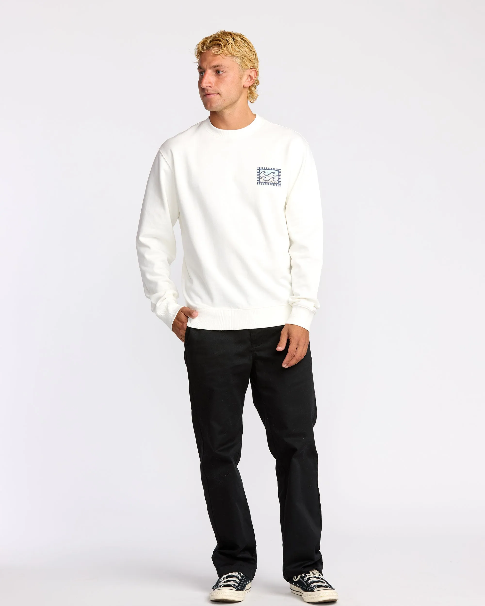 Crayon Wave Crew Sweatshirt - Off White