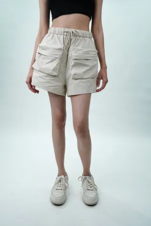 Cream Shorts With Patch Pockets