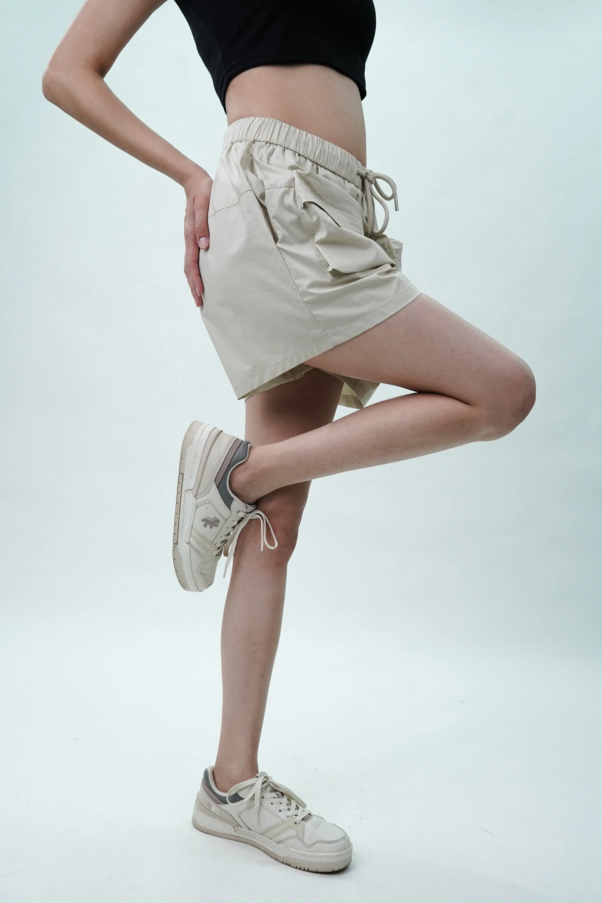 Cream Shorts With Patch Pockets