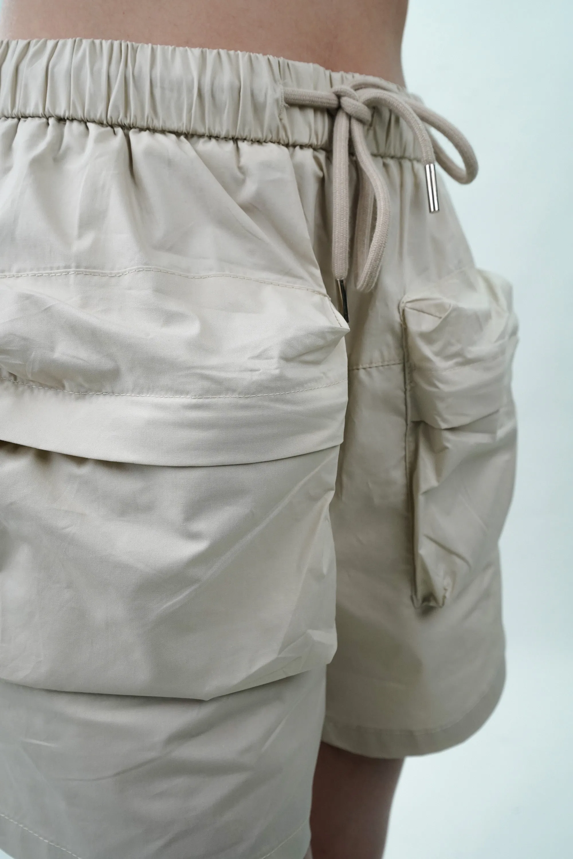 Cream Shorts With Patch Pockets