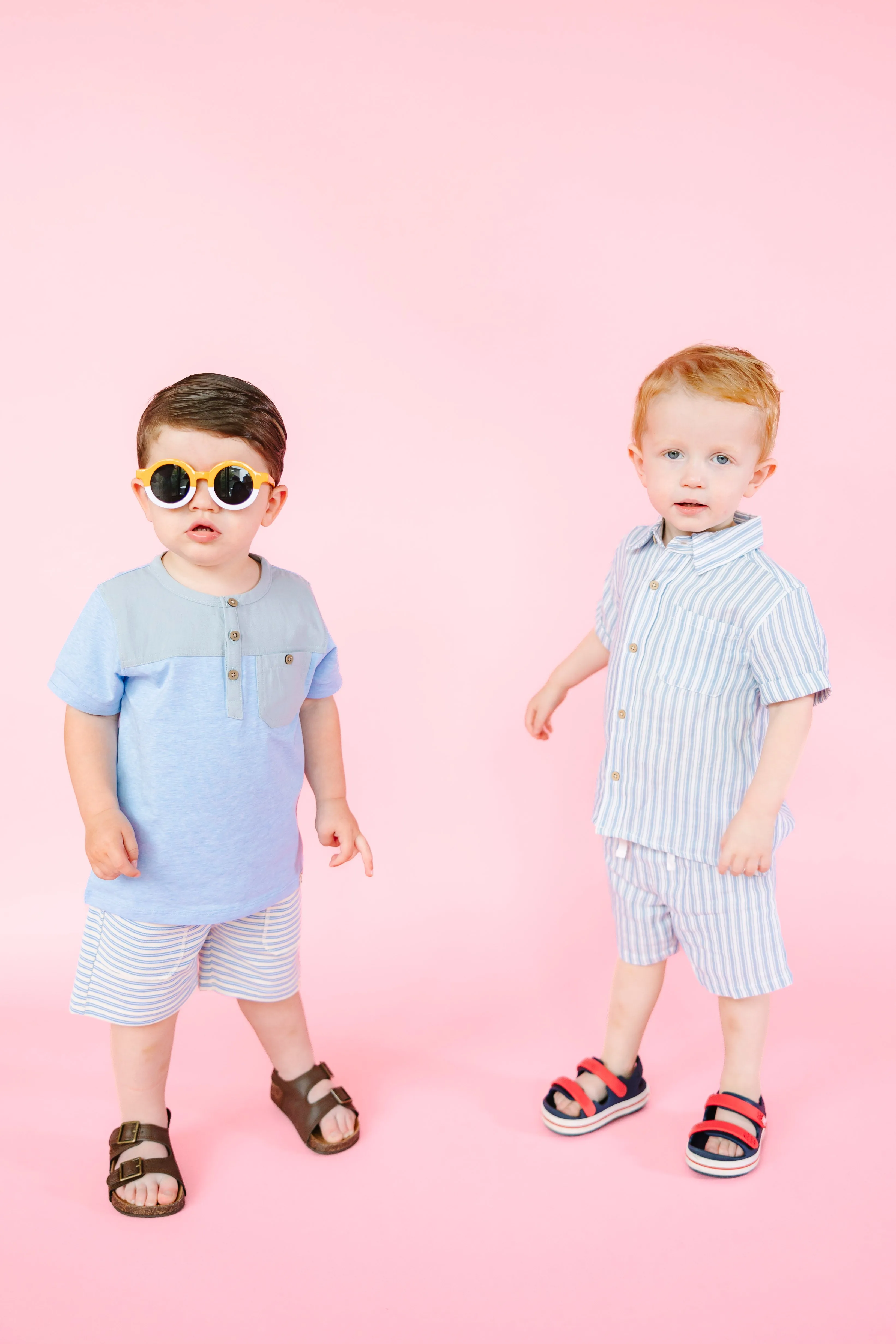 Cream/Blue Stripe Pique Shorts