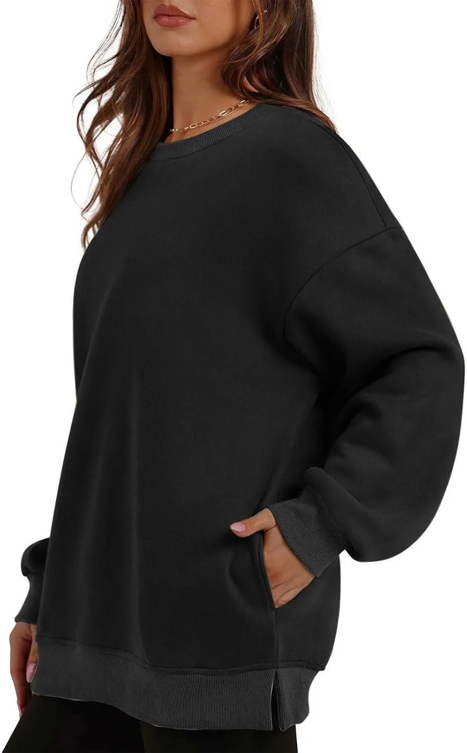 Crewneck Sweatshirts Womens Fall Fashion 2024 Long Sleeve Tops Pullover Casual Cute Loose Winter Clothes with Pocket