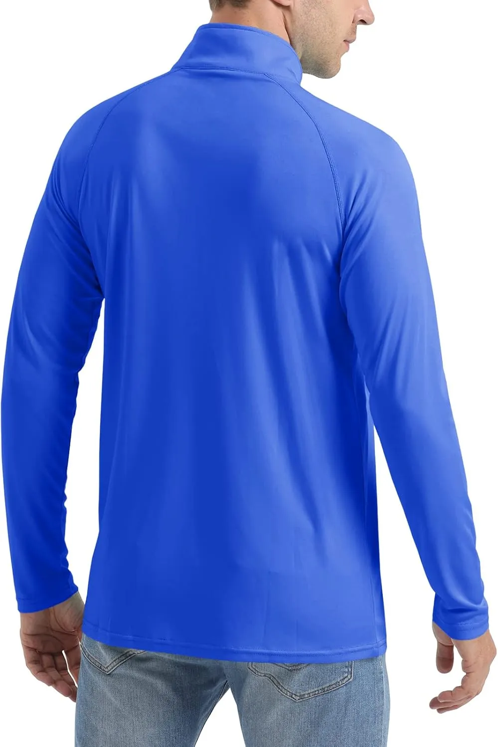 CRYSULLY Men's Long Sleeve 1/4 Zip Shirts Sun Protection Pullover UPF 50  Rash Guard Running Lightweight T Shirt