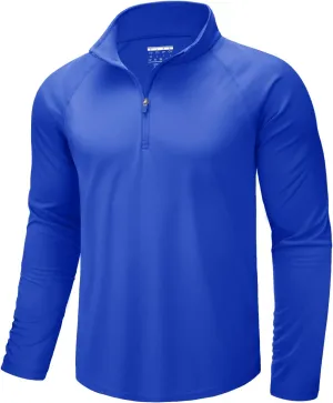 CRYSULLY Men's Long Sleeve 1/4 Zip Shirts Sun Protection Pullover UPF 50  Rash Guard Running Lightweight T Shirt