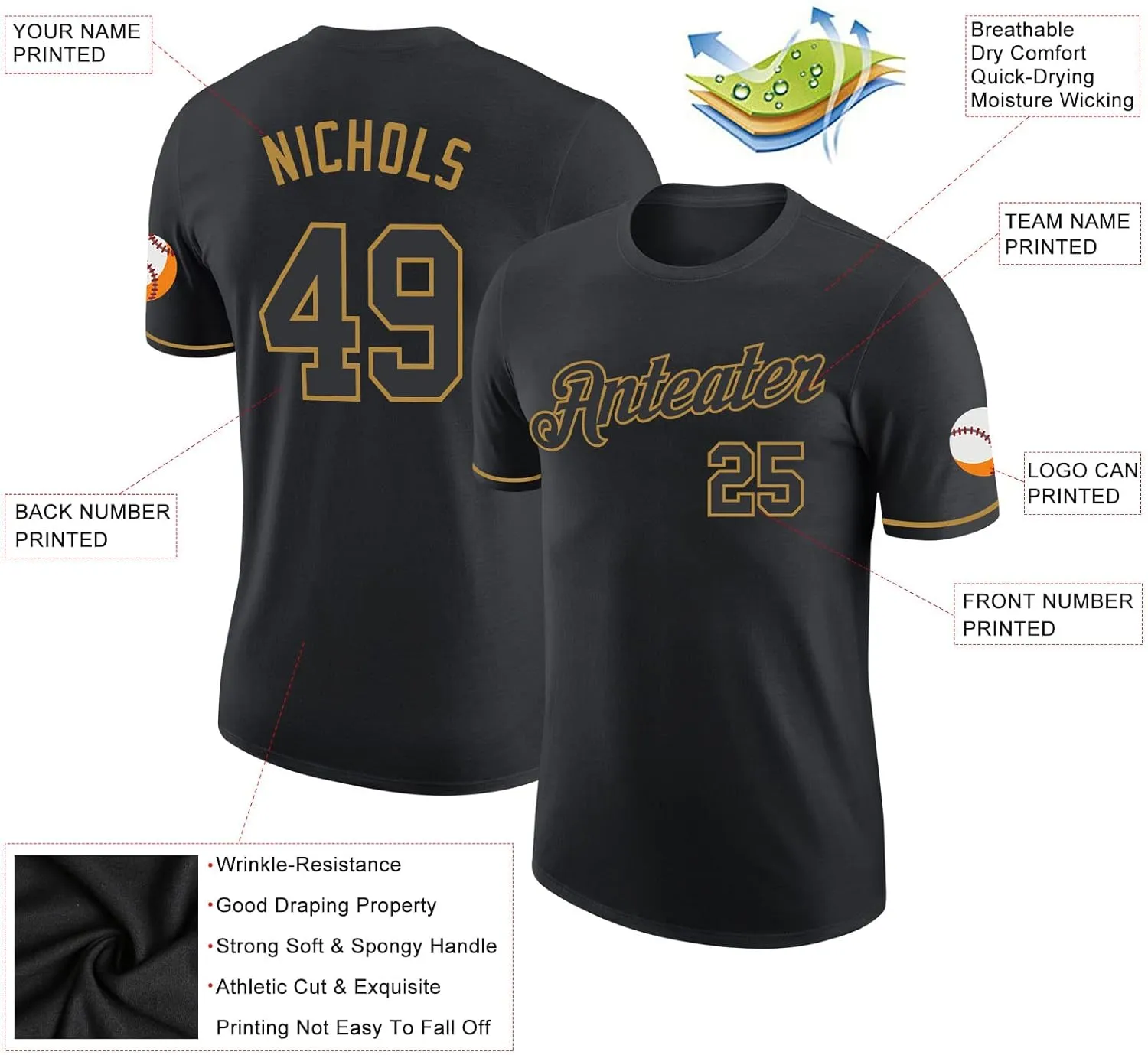Custom Baseball T-Shirts Customize Shirts for Women Men Add Your own Shirt Personalized Message Unisex T-Shirt