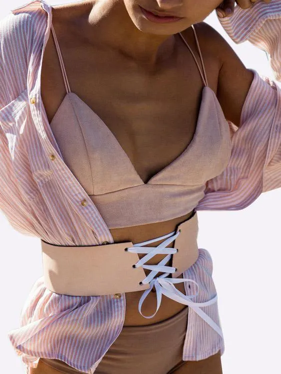Custom V-Neck Backless Sleeveless Pink Camis