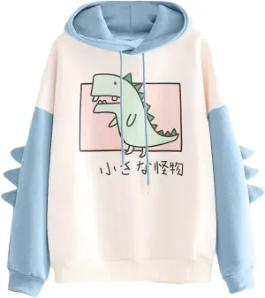 Cute Dinosaur Hoodie Kawaii Hoodie Oversized Pullover for Teens Girls Long Sleeve Y2k Sweatshirt Women
