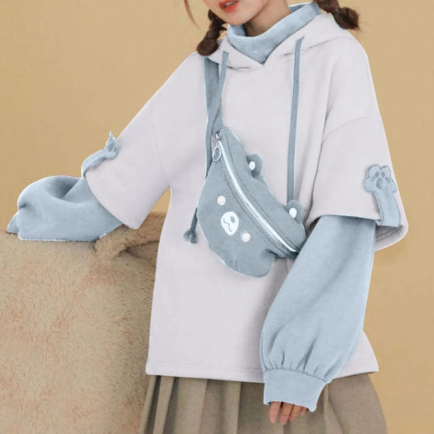 Cute Hoodies for Women Lovely Print Long Sleeved Drawstring Sweatshirts Casual Pullovers Tops with Pocket for Teen Girls