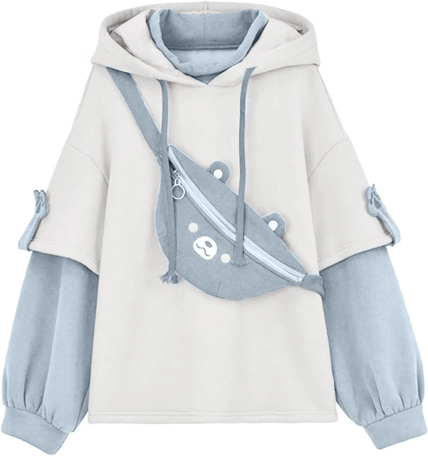 Cute Hoodies for Women Lovely Print Long Sleeved Drawstring Sweatshirts Casual Pullovers Tops with Pocket for Teen Girls
