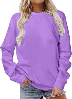 Cute Sweatshirts for Women Autumn Fashion Long Sleeve Pullover Basic Tees Crew Neck Solid Color Casual Blouses Shirts