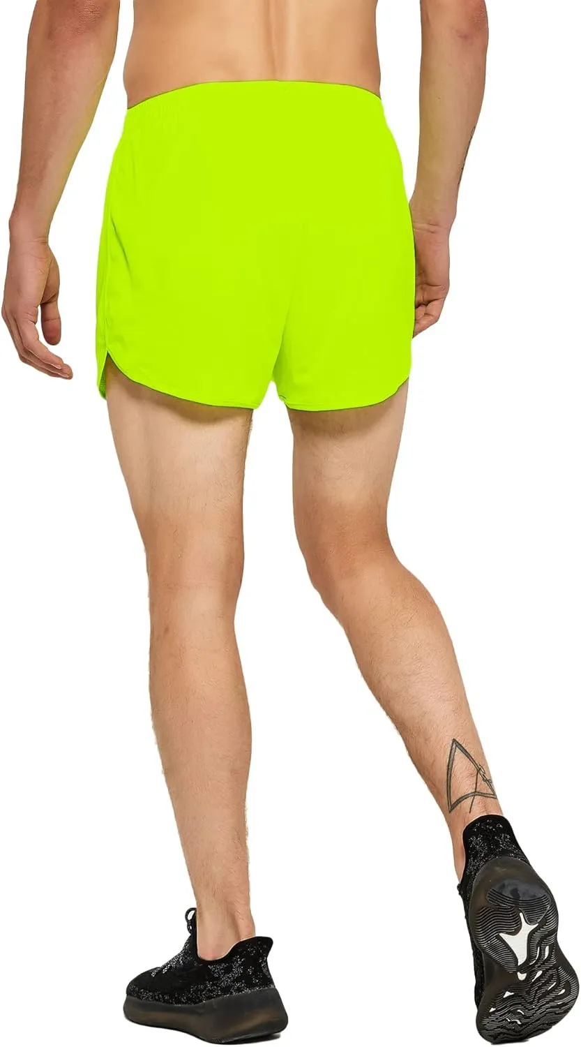 DEMOZU Men's 3 Inch Neon Running Shorts Quick Dry Workout Athletic Gym Marathon Shorts with Liner