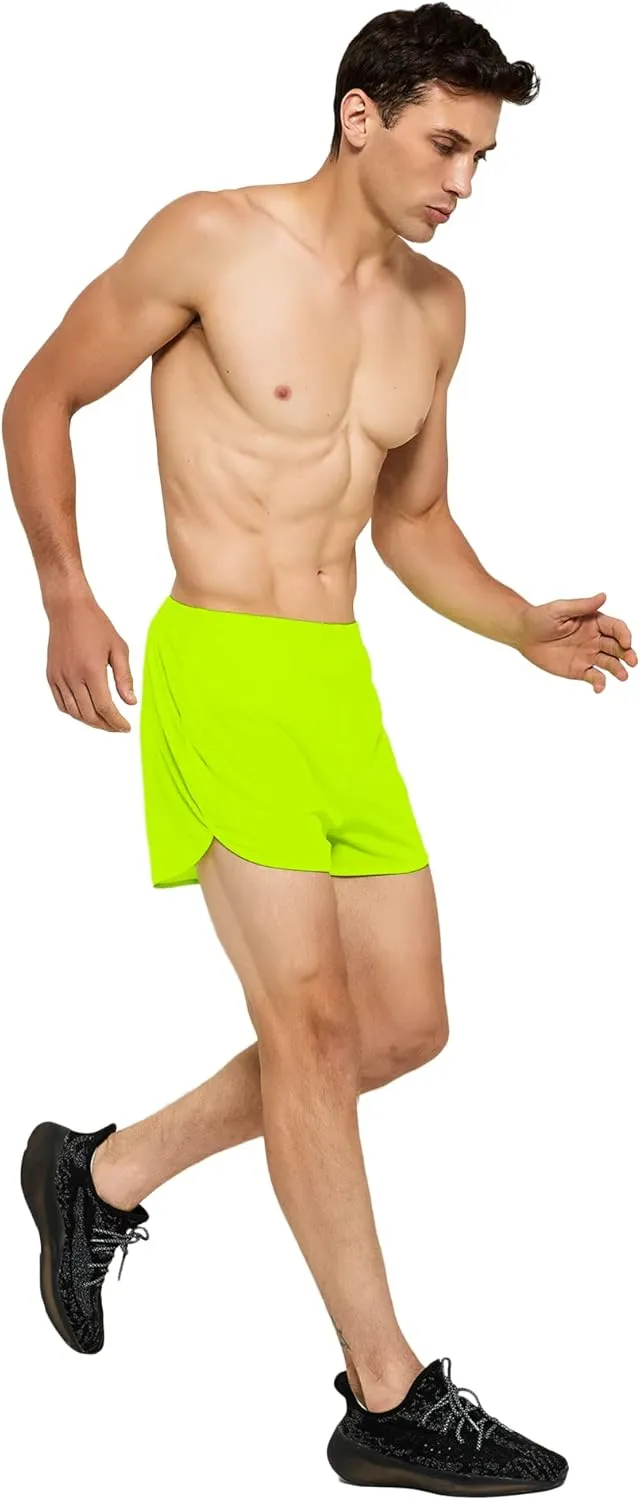 DEMOZU Men's 3 Inch Neon Running Shorts Quick Dry Workout Athletic Gym Marathon Shorts with Liner