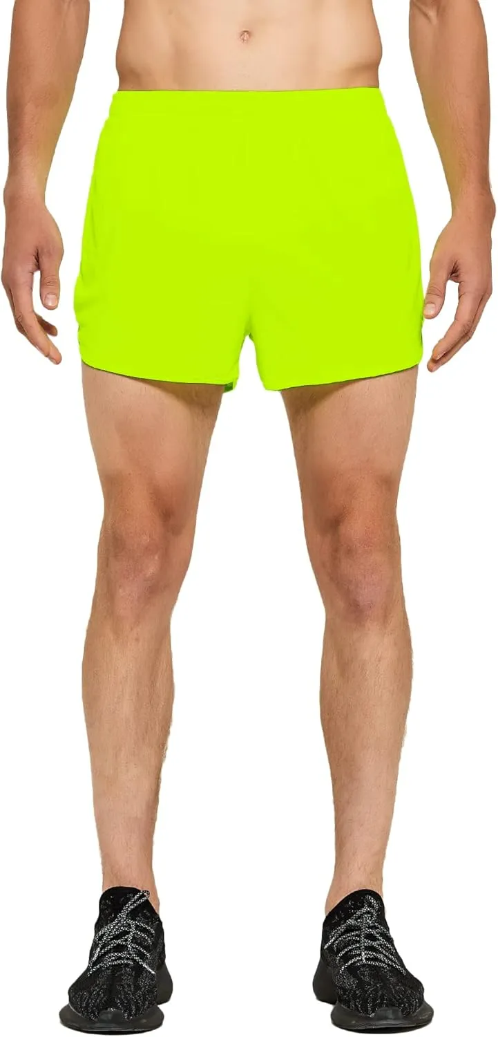 DEMOZU Men's 3 Inch Neon Running Shorts Quick Dry Workout Athletic Gym Marathon Shorts with Liner