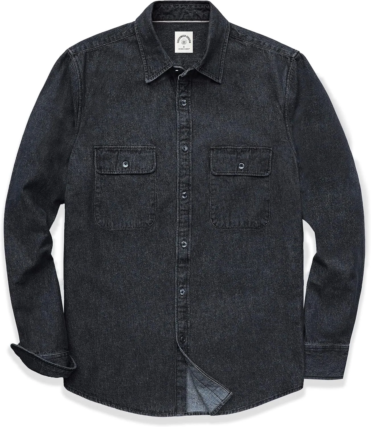 Dubinik Denim Shirt Men Mens Denim Shirts Long Sleeve Mens Denim Button Down Shirt Cotton Regular Fit Casual Work Shirts