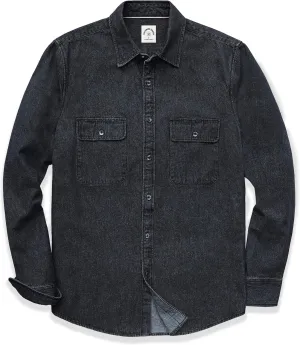 Dubinik Denim Shirt Men Mens Denim Shirts Long Sleeve Mens Denim Button Down Shirt Cotton Regular Fit Casual Work Shirts