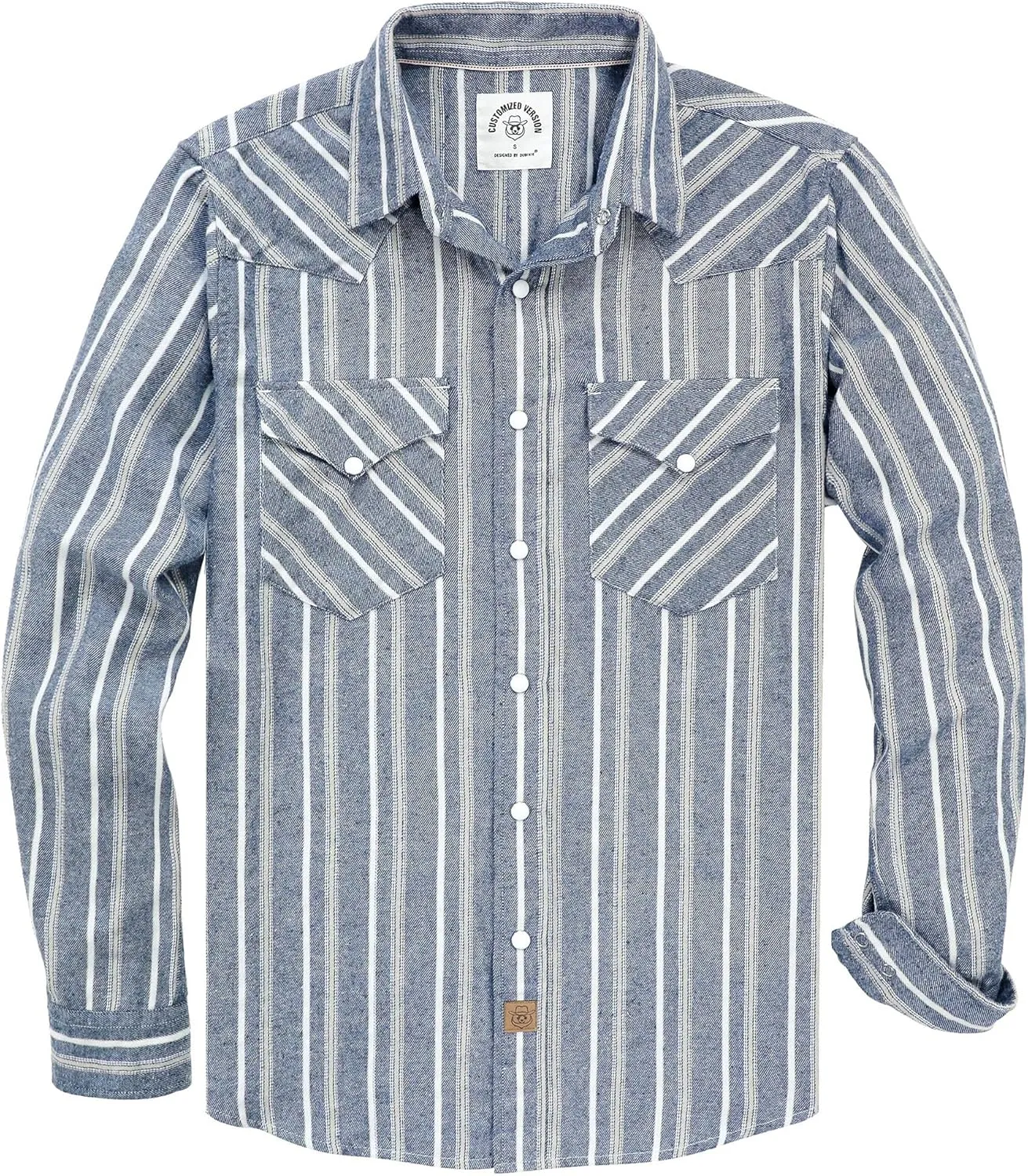 Dubinik Flannel Shirt for Men Western Cowboy Pearl Snap Shirts for Men Long Sleeve Vintage Buttons Down Plaid Shirt