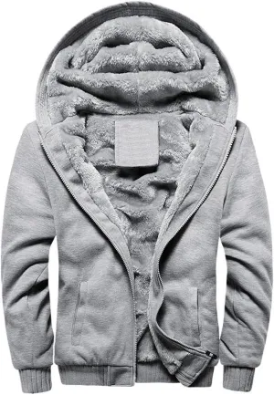 DuDubaby Faux Fur Hoodie for Men Hoodie Winter Warm Fleece Zipper Sweater Jacket Outwear Coat Velour Hoodie