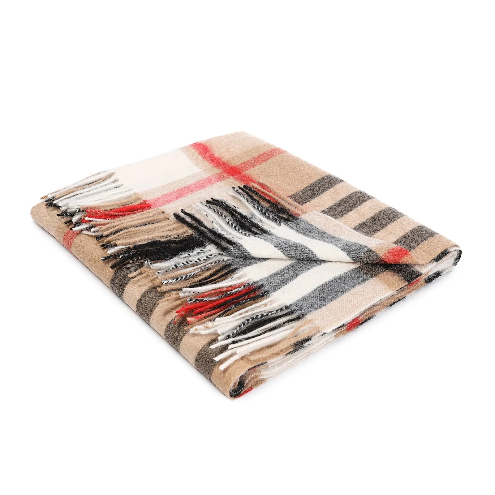 Edinburgh Lambswool Stole Chequer Camel & Grey
