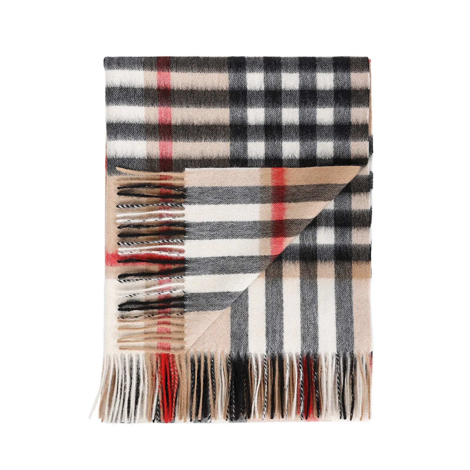 Edinburgh Lambswool Stole Chequer Camel & Grey