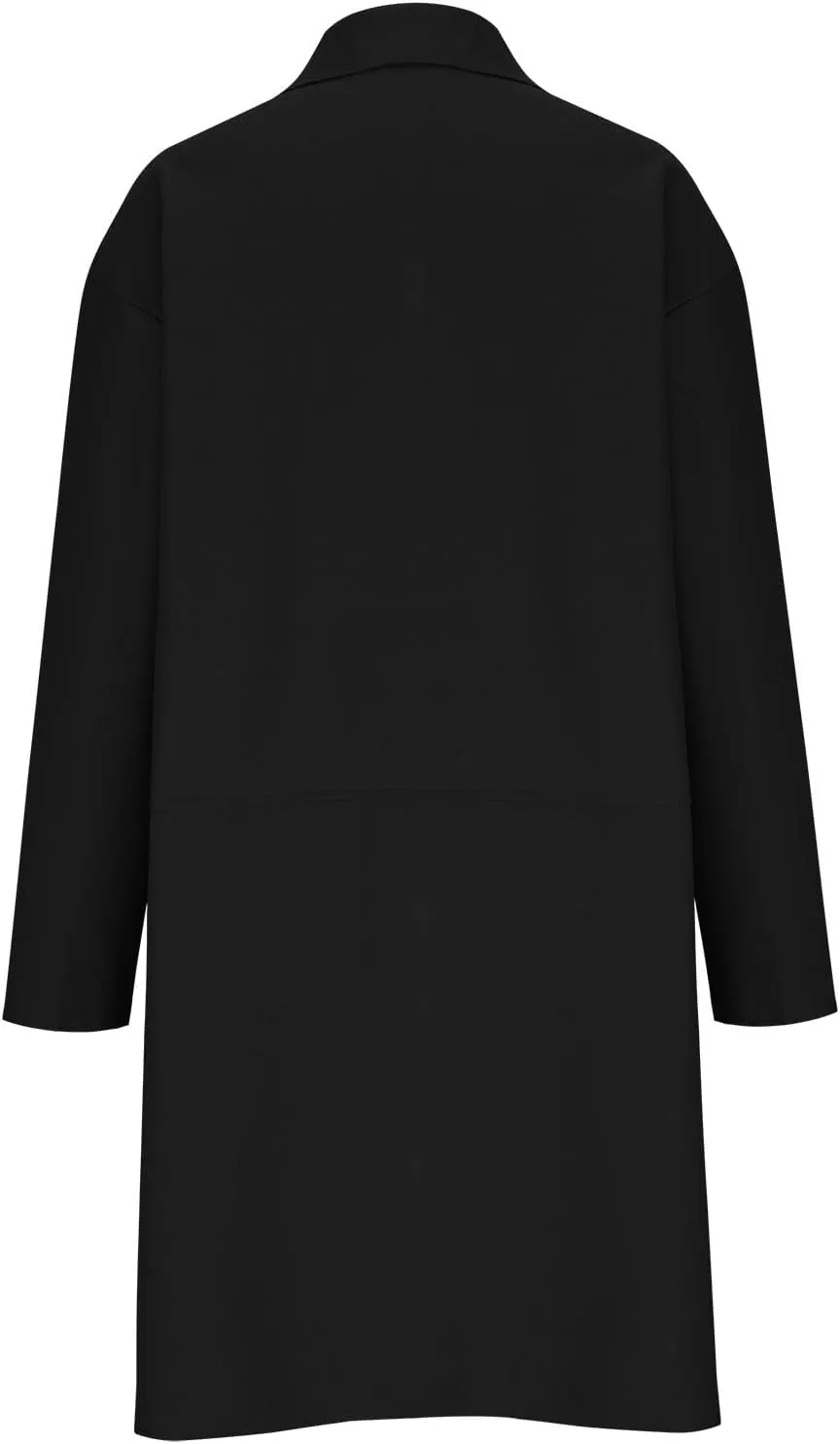 fartey Wool Trench Coat Women 2024 Winter Mid-Long Pea Coats Notch Lapel Single-Breasted Dress Coats Outwear With Pockets