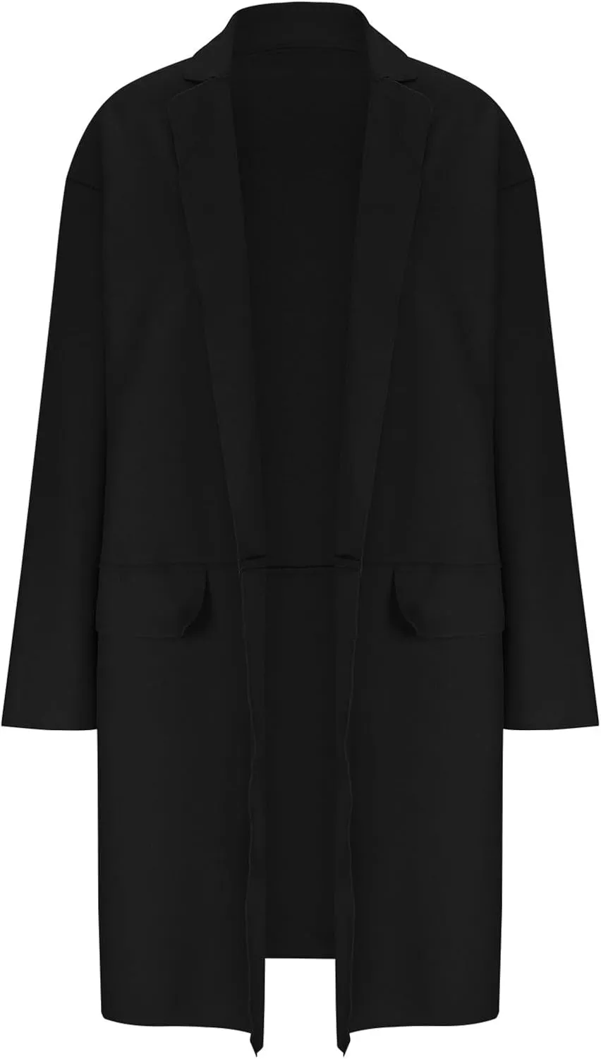 fartey Wool Trench Coat Women 2024 Winter Mid-Long Pea Coats Notch Lapel Single-Breasted Dress Coats Outwear With Pockets