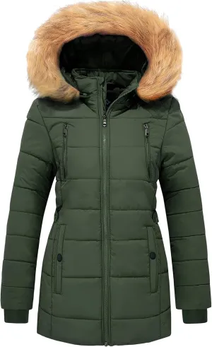 FARVALUE Womens Water Resistant Winter Coat Thicken Puffer Jacket Warm Quilted Parka Padded Windbreaker with Removable Hood