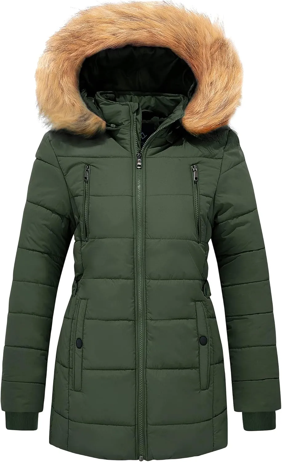 FARVALUE Womens Water Resistant Winter Coat Thicken Puffer Jacket Warm Quilted Parka Padded Windbreaker with Removable Hood